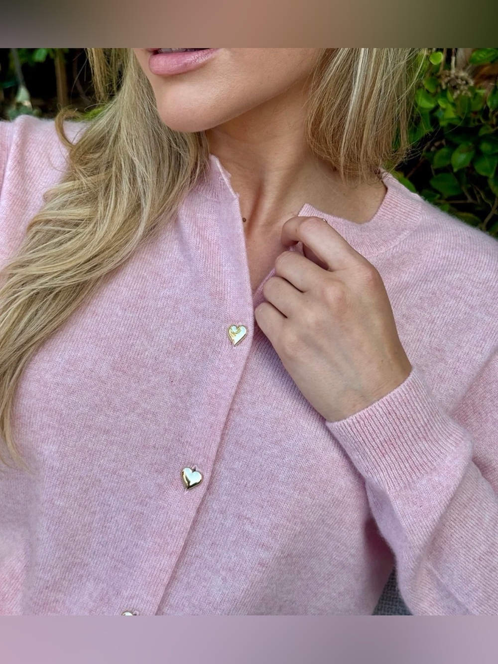 27 Miles Malibu Chiara 100% Cashmere Heart Button Cardigan Pink L NWOT - Picture 3 of 10